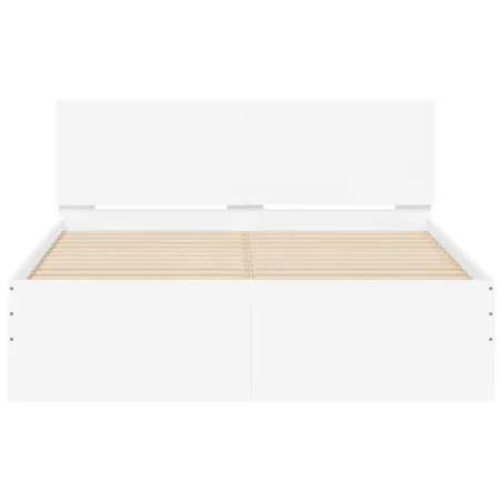 Cadre de lit avec tête de lit et LED blanc 120x200 cm