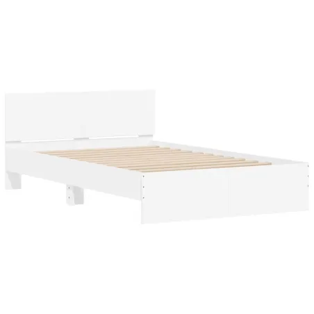 Cadre de lit avec tête de lit et LED blanc 140x190 cm