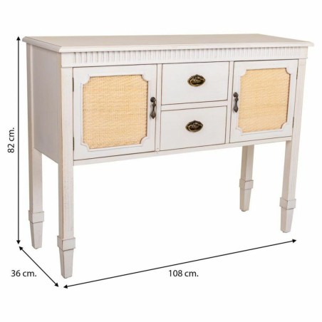 Sideboard Alexandra House Living White Rattan Fir wood 36 x 82 x 108 c