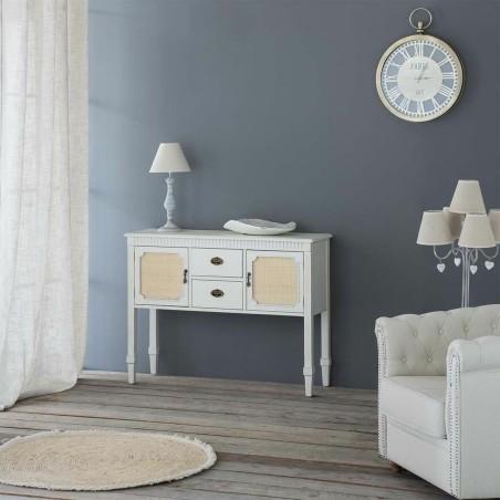 Sideboard Alexandra House Living White Rattan Fir wood 36 x 82 x 108 c