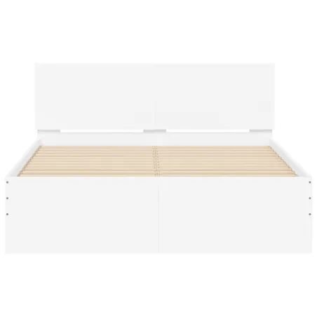 Cadre de lit avec tête de lit et LED blanc 120x190 cm