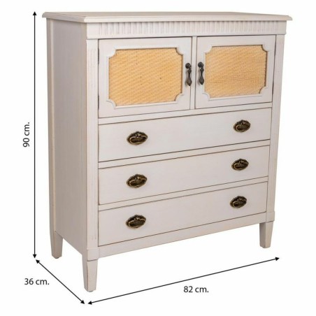 Kommode Alexandra House Living Weiß Rattan Tannenholz Holz MDF 36 x 9