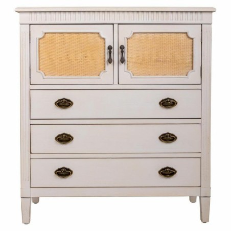 Kommode Alexandra House Living Weiß Rattan Tannenholz Holz MDF 36 x 9