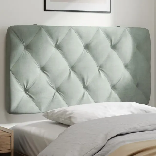 Coussin de tête de lit gris clair 100 cm velours