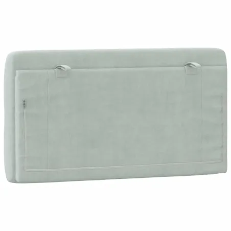 Coussin de tête de lit gris clair 100 cm velours