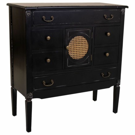 Cassettiera Alexandra House Living Nero Rattan Legno di abete Legno MD