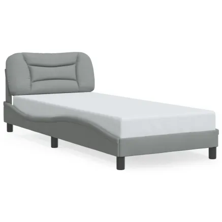 Cadre de lit sans matelas Hvar gris clair 80x200 cm tissu 2
