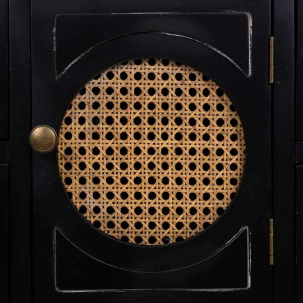 Cómoda Alexandra House Living Negro Ratán Madera de abeto Madera MDF 2