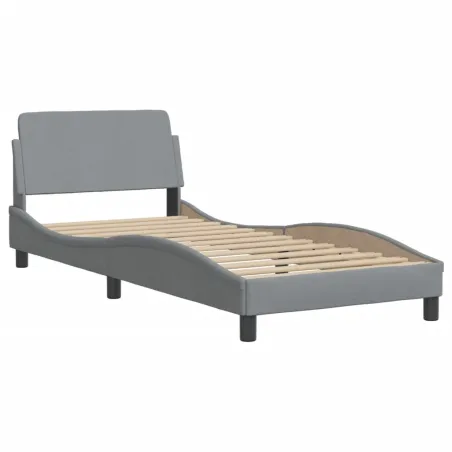 Cadre de lit sans matelas Hvar gris clair 80x200 cm tissu