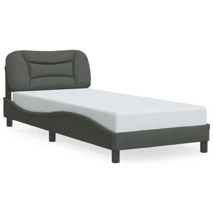 Cadre de lit sans matelas Hvar gris foncé 80x200 cm tissu 2