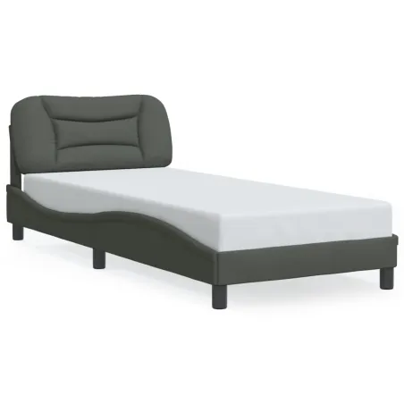 Cadre de lit sans matelas Hvar gris foncé 80x200 cm tissu