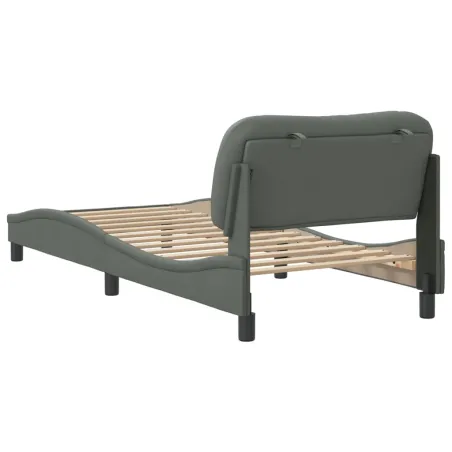 Cadre de lit sans matelas Hvar gris foncé 80x200 cm tissu