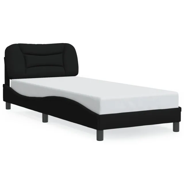 Cadre de lit sans matelas Hvar noir 80x200 cm tissu