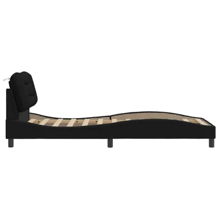 Cadre de lit sans matelas Hvar noir 80x200 cm tissu