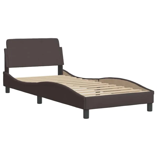 Cadre de lit sans matelas Hvar marron foncé 80x200 cm tissu