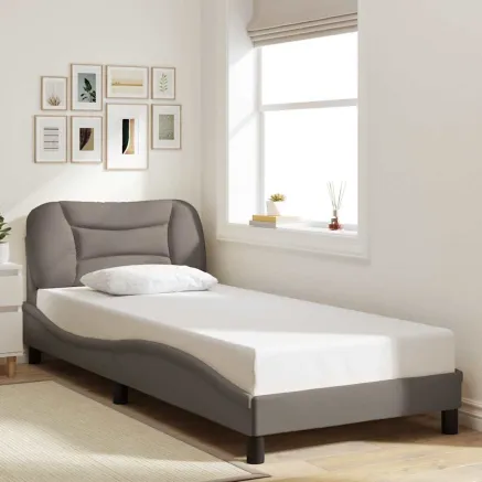Cadre de lit sans matelas Hvar taupe 80x200 cm tissu