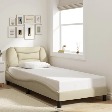 Cadre de lit sans matelas Hvar crème 80x200 cm tissu