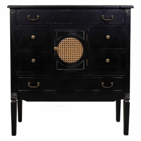 Cómoda Alexandra House Living Negro Ratán Madera de abeto Madera MDF