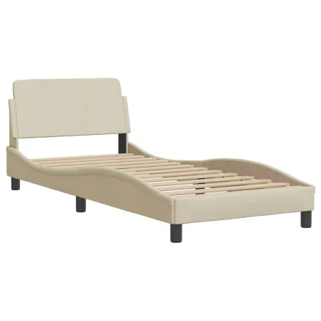 Cadre de lit sans matelas Hvar crème 80x200 cm tissu