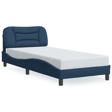 Cadre de lit sans matelas Hvar bleu 80x200 cm tissu 2