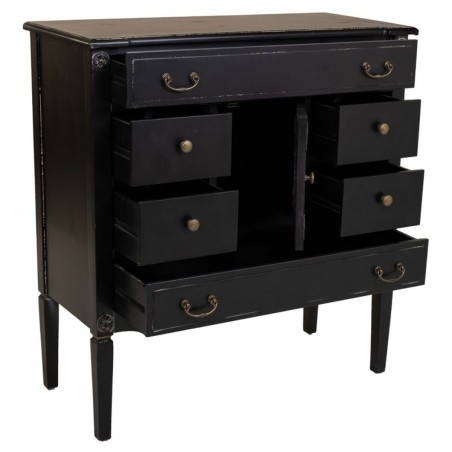 Cómoda Alexandra House Living Negro Ratán Madera de abeto Madera MDF