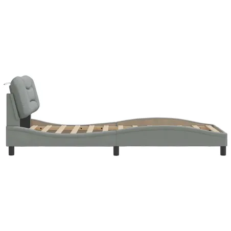 Cadre de lit sans matelas Hvar gris clair 90x190 cm tissu