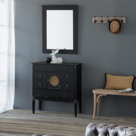 Ladenkast Alexandra House Living Zwart Rotan Sparrenhout Hout MDF 38 x
