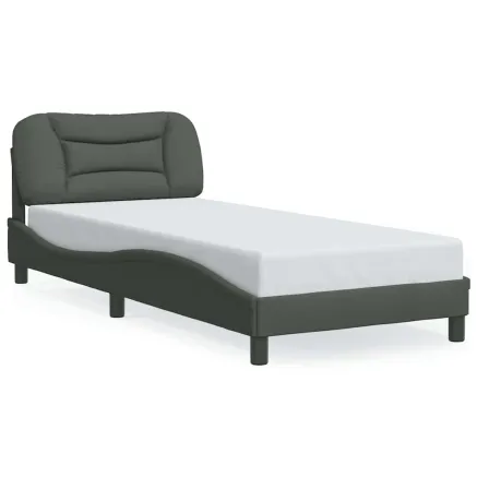 Cadre de lit sans matelas Hvar gris foncé 90x190 cm tissu 2