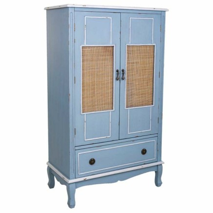 Schrank Alexandra House Living Blau Rattan Tannenholz Holz MDF 42 x 13