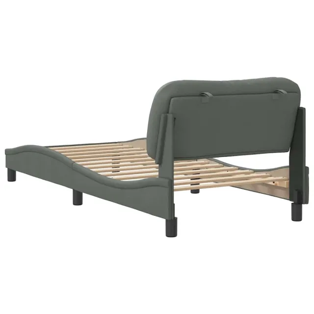 Cadre de lit sans matelas Hvar gris foncé 90x190 cm tissu