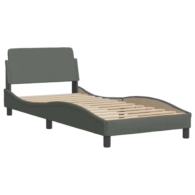 Cadre de lit sans matelas Hvar gris foncé 90x190 cm tissu