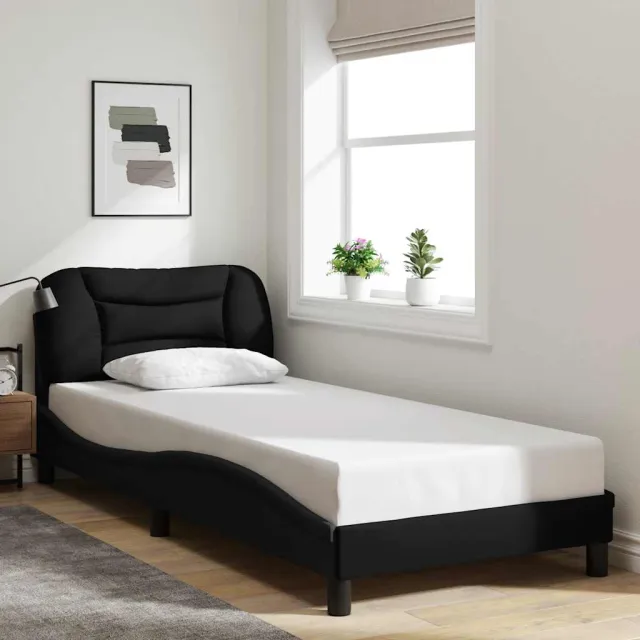 Cadre de lit sans matelas Hvar noir 90x190 cm tissu