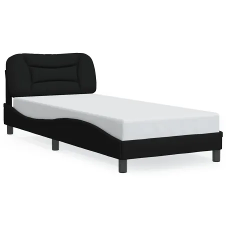 Cadre de lit sans matelas Hvar noir 90x190 cm tissu