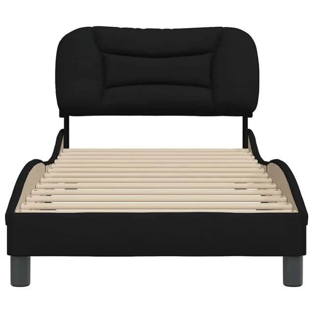 Cadre de lit sans matelas Hvar noir 90x190 cm tissu