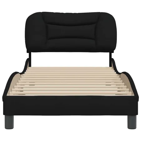 Cadre de lit sans matelas Hvar noir 90x190 cm tissu