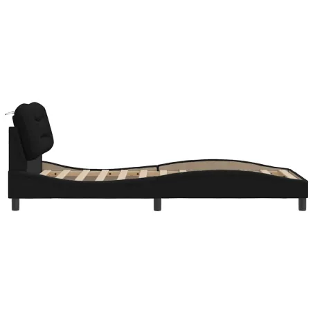Cadre de lit sans matelas Hvar noir 90x190 cm tissu