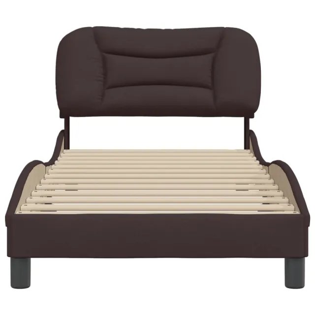 Cadre de lit sans matelas Hvar marron foncé 90x190 cm tissu