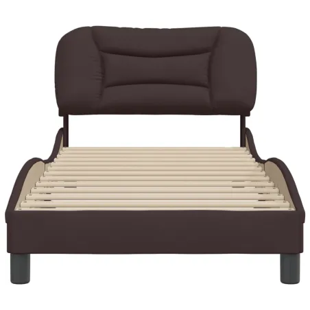 Cadre de lit sans matelas Hvar marron foncé 90x190 cm tissu
