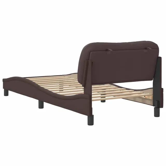 Cadre de lit sans matelas Hvar marron foncé 90x190 cm tissu