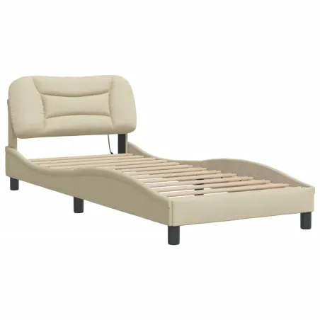 Cadre de lit sans matelas Hvar crème 90x190 cm tissu