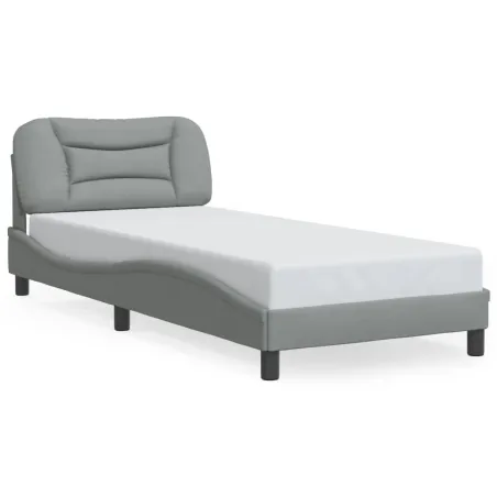Cadre de lit sans matelas Hvar gris clair 90x200 cm tissu
