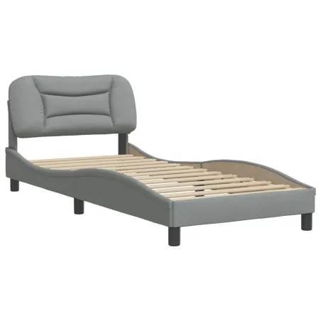 Cadre de lit sans matelas Hvar gris clair 90x200 cm tissu