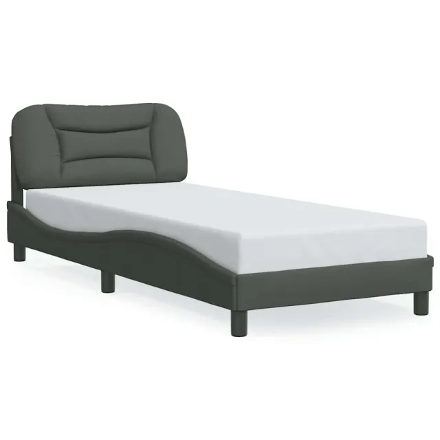 Cadre de lit sans matelas Hvar gris foncé 90x200 cm tissu