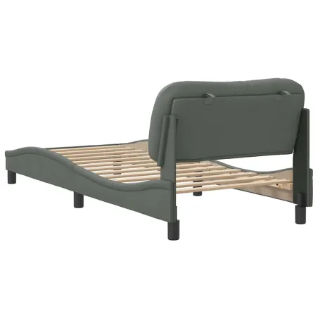 Cadre de lit sans matelas Hvar gris foncé 90x200 cm tissu