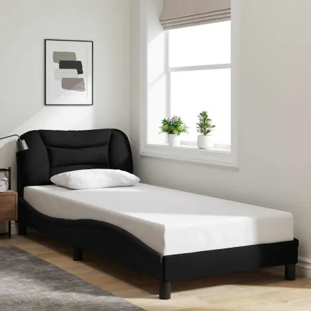 Cadre de lit sans matelas Hvar noir 90x200 cm tissu