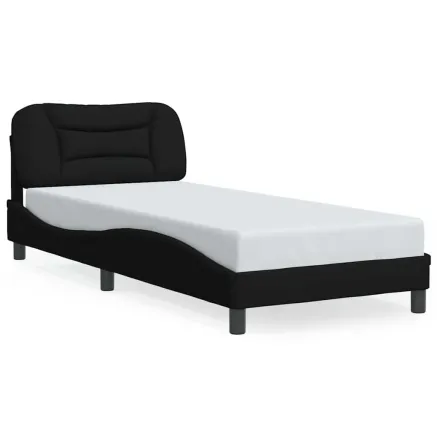 Cadre de lit sans matelas Hvar noir 90x200 cm tissu 2