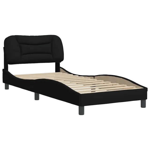 Cadre de lit sans matelas Hvar noir 90x200 cm tissu