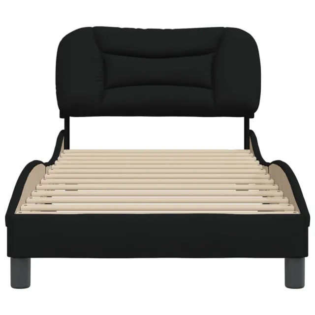 Cadre de lit sans matelas Hvar noir 90x200 cm tissu
