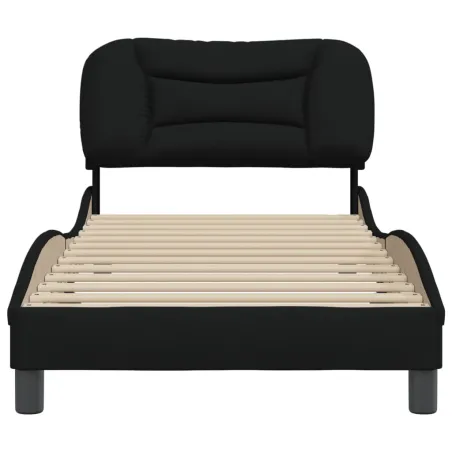 Cadre de lit sans matelas Hvar noir 90x200 cm tissu