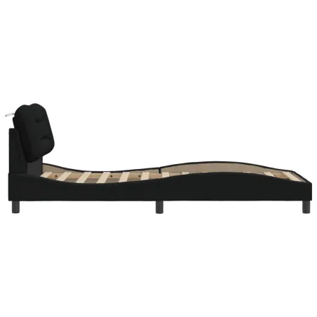 Cadre de lit sans matelas Hvar noir 90x200 cm tissu